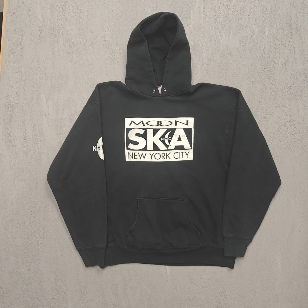 Vintage Moon Ska NYC Hoodie Mens XXL Black 90s Fruit of the Loom